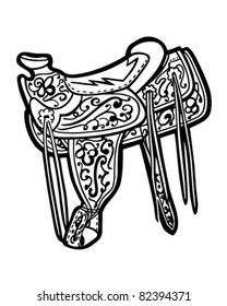 Saddle - Retro Clipart Illustration