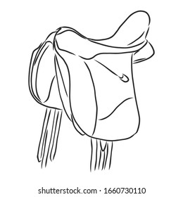saddle for riding, vector sketch illustration 