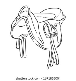 saddle for riding, vector sketch illustration 