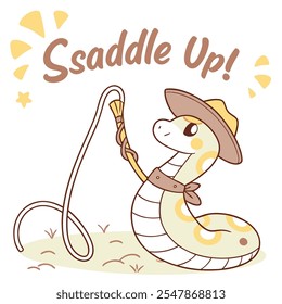 Saddle Up, Snake! vector flat design