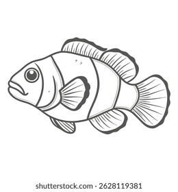 Saddleback Clownfish Line Art Illustration