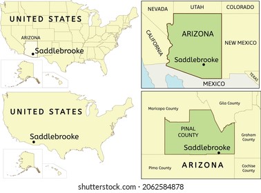 Saddlebrooke census-designated place location on USA, Arizona state and Pinal County map