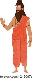 sadhu character illustration, Indian Maharshi character