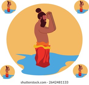 Sadhu Saint da Índia para o grande festival e Hindi Maha Kumbh Mela Good para banner, cartaz, cartão de saudação, cartão de festa, convite, modelo, publicidade, campanha e mídias sociais. 