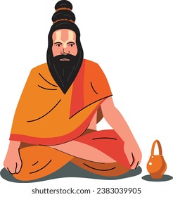 sadhu sitting and meditating isolated
