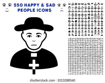 Sadly Catholic Shepherd icon with 550 bonus pity and glad jobs pictures. Vector illustration style is flat black iconic symbols.