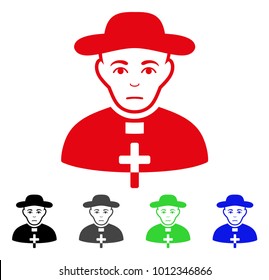 Sadly Catholic Shepherd vector pictogram. Vector illustration style is a flat iconic catholic shepherd symbol with gray, black, blue, red, green color variants. Face has problem feeling.