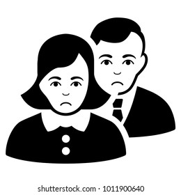 Sadly People vector pictogram. Style is flat graphic black symbol with affliction mood.