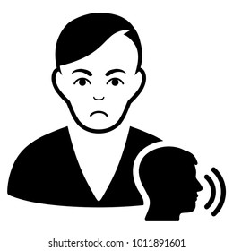 Sadly Psychoanalysis Talking vector pictograph. Style is flat graphic black symbol with sad emotion.