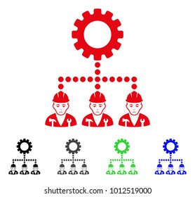 Sadly Service Staff vector icon. Vector illustration style is a flat iconic service staff symbol with grey, black, blue, red, green color variants. Face has dolour emotion.