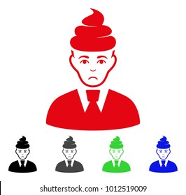 Sadly Shit Guy vector pictogram. Vector illustration style is a flat iconic shit guy symbol with gray, black, blue, red, green color variants. Face has sorrow mood.