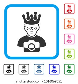 Sadly Thai King vector pictogram. Person face has mourning feeling. Black, grey, green, blue, red, pink color versions of thai king symbol in a rounded rectangle.