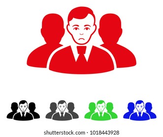 Sadly User Group vector icon. Vector illustration style is a flat iconic user group symbol with gray, black, blue, red, green color variants. Face has pitiful feeling.