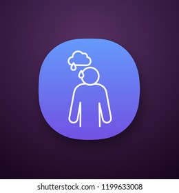 Sadness app icon. UI/UX user interface. Bad mood. Depression and fatigue. Apathy. Stress symptom. Web or mobile application. Vector isolated illustration