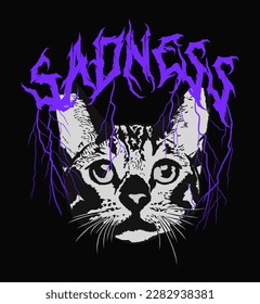 Sadness. Cat Trendy Urban Streetwear Design in Luxury, Edgy and Brutalist Style