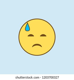 sadness in a cold sweat 2 colored line icon. Simple yellow and brown element illustration. sadness in a cold sweat concept outline symbol design from emoji set