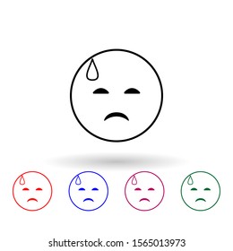 Sadness in a cold sweat multi color icon. Simple thin line, outline vector of emoji icons for ui and ux, website or mobile application