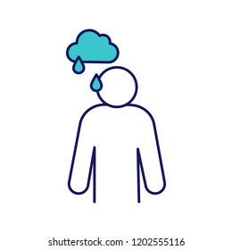 Sadness color icon. Bad mood. Depression and fatigue. Apathy. Stress symptom. Isolated vector illustration