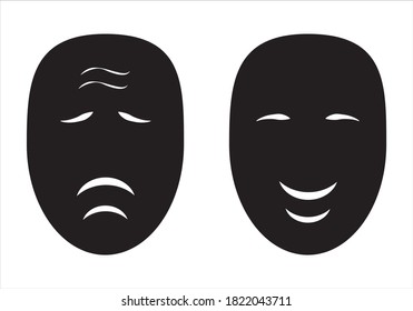 
Sadness or depression and joy expressions icon on white background