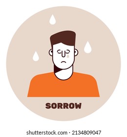Sadness emotion, man vector icon.