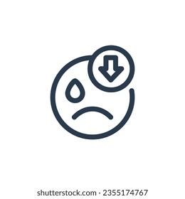 Ilustración de icono del vector de emoción de tristeza