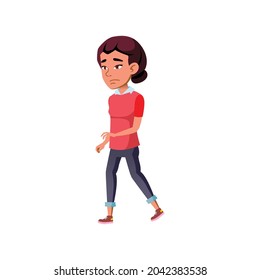 sadness girl child going from school with bad mark cartoon vector. sadness girl child going from school with bad mark character. isolated flat cartoon illustration