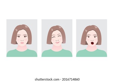 Sadness happiness and normal cartoon face character