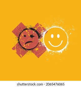 Tristeza y símbolo de la cara feliz.