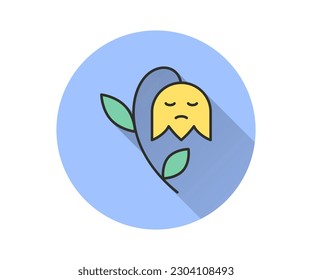 Icono de tristeza con sombra larga para diseño gráfico y web.