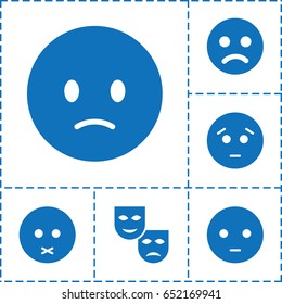 Sadness icon. set of 6 sadness filled icons such as sad emot, mask