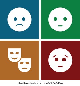 Sadness icons set. set of 4 sadness filled icons such as sad emot