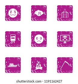 Sadness icons set. Grunge set of 9 sadness vector icons for web isolated on white background