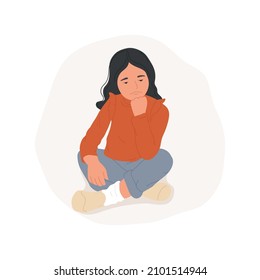 Sadness isolated cartoon vector illustration. Sad girl feeling desperate, people psychology, socio-emotional development, kids lifestyle, frustration state, negative thinking cartoon vector.