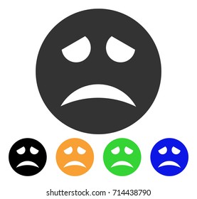 Sadness Smiley icon. Vector illustration style is a flat iconic sadness smiley symbol with black, grey, green, blue, yellow color versions. Designed for web and software interfaces.