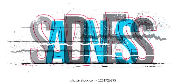 Sadness word vector, creative illustration.