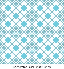 Saemless blue diamond grid on white background