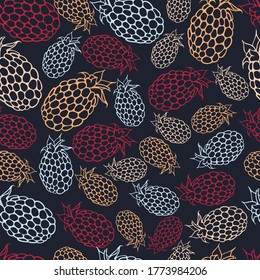 saemless pattern with blackberries on the dark blue background