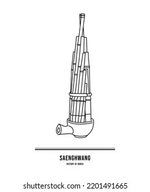 The saenghwang is a Korean wind instrument. It is a free reed mouth organ derived from (and quite similar to) the Chinese sheng, though its tuning is different.