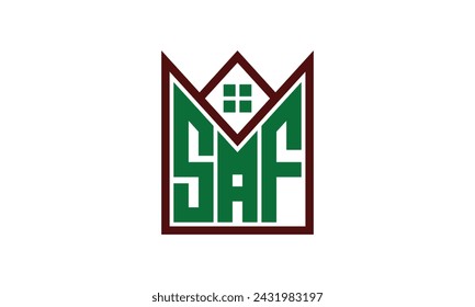 SAF initial letter real estate builders logo design vector. construction, housing, home marker, property, building, apartment, flat, compartment, business, corporate, house rent, rental, commercial