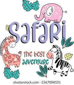 safari adventure friends animal cute girl