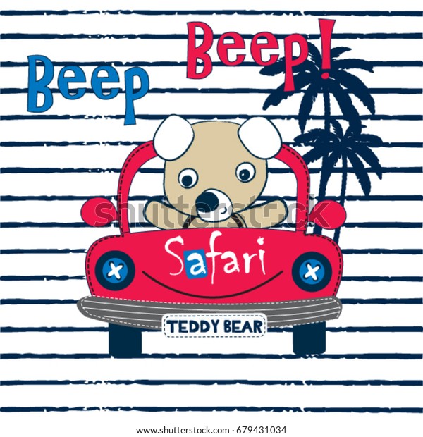 safari adventure\
with teddy bear, cute teddy bear cartoon, T-shirt graphics for kids\
vector illustration