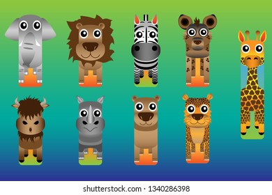 Safari Animal Bookmark Style on natural green blue background