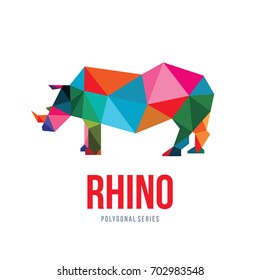 SAFARI ANIMAL LOGO ICON SYMBOL TRIANGLE GEOMETRIC RHINO POLYGON