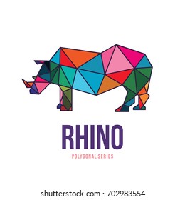 SAFARI ANIMAL LOGO ICON SYMBOL TRIANGLE GEOMETRIC RHINO POLYGON