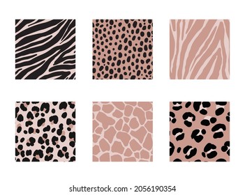 Safari - Animal Print vector illustrations. Seamless pattern. Abstract pattern - Zebra, leopard, giraffe