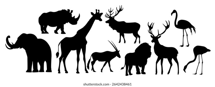 safari animal silhouette design for the needs of complementary design elements