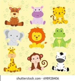 Safari animal vector with doll theme