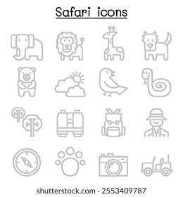 Safari , animal, wildlife, animal icon set in thin line style