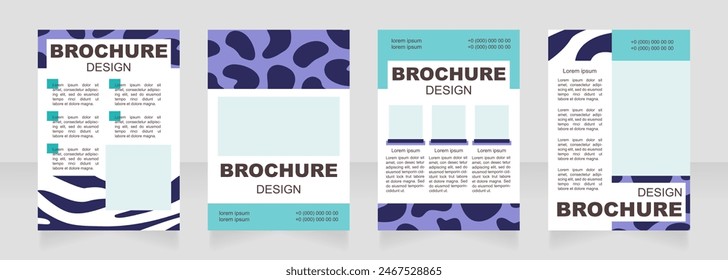 Diseño de diseño de folleto en blanco azul de animales de safari. Impresión creativa. Conjunto de Plantillas de póster de Vertical con espacio de copia vacío para texto. Colección de informes corporativos prefabricados. Páginas de papel de folleto editables