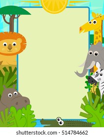 Safari Animals Note - Cute design of a blank sign and safari animals around it. Eps10